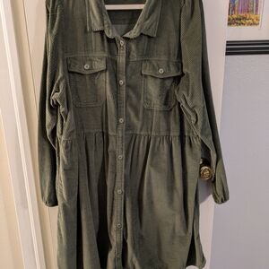 American Eagle Outfitters Olive Corduroy Shirt
